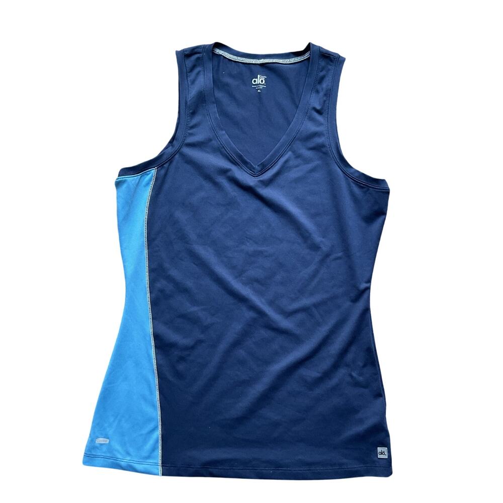 Alo Yoga CoolFit Sleeveless Athletic Tank Top Women XL Blue Workout Activewear